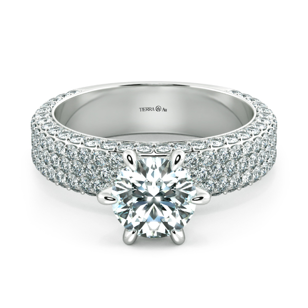 Solitaire Pave Engagement Ring with Large Band NCH1205